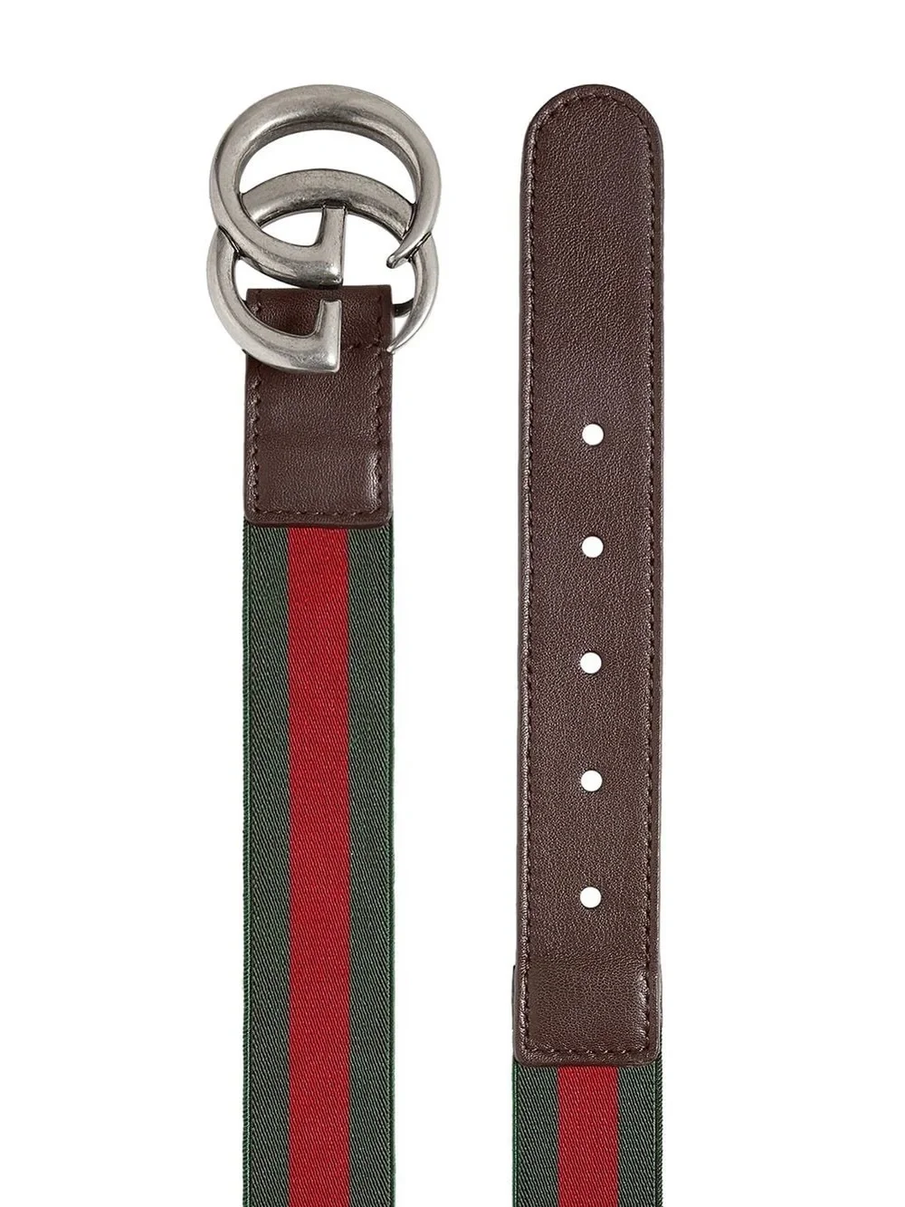 New GUCCI Marmont GG Green & Red Web Stripe Kids Belt (Large)